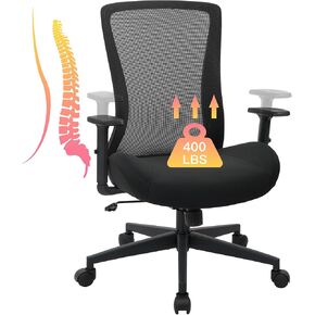 Big and Tall Office Chair for Heavy People 400lb, Ergonomic Desk Chair Mesh Computer Chair with Lumbar Support, Adjustable Height and Armrests