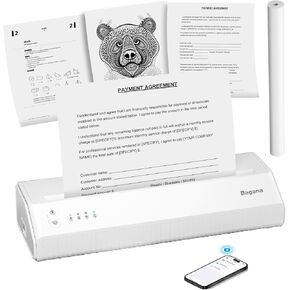 Bagana Portable Printer Wireless for Travel, Thermal Bluetooth Inkless Mobile Printer Support 8.5 X 11in US Letter & A4 Thermal Paper for Office Car Home School