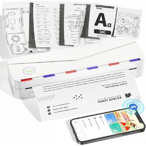 Phomemo Portable Printers Wireless for Travel, Bluetooth Thermal Printer Support 8.5'' x 11'' US Letter Size, Inkless Portable Printer for Phone Laptop, Portable Wireless Printer for Office Home Use