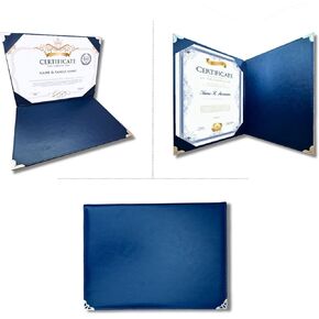 Navy Faux Leather Diploma Holder 8.5x11 Graduation Certificate Holders Smooth Leather with Silver Protected Edge Certificate Covers and Certificate Folder for Stylish Diploma Display