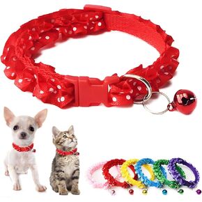 Purple Dog Collar with Bell, Cute Lace Puppy Collars with Bell Adjustable Buckle for XXS XSmall Extra Small Cats Tiny Pets Male Boy Girl Female Kitten Yorkie Chihuahua Teacup X-Small