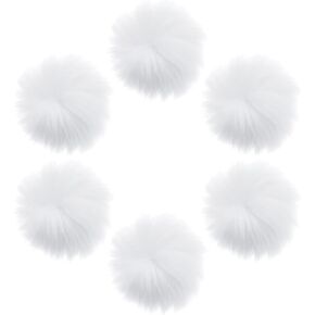 6 Pcs White Faux Fur Pom Pom Fluffy Pom Pom Balls 3.9inch/10CM Pompoms with Elastic Loop for Hat Shoes Garment Hair Pins Earrings Necklace Charm Knitting Crafts Wedding Accessories