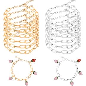 JJUNW 12Pcs Chunky Charm Bracelet Chain, Charm Bracelet, Charm Bracelet Making Kit, Charm Bracelet Chain with Lobster Clasp, Bracelets Chains for Jewelry Making, for Women DIY Jewelry Craft(Style A)