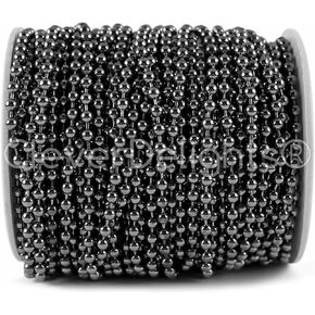 CleverDelights 3.2mm (1/8") Ball Chain - Gunmetal Color - 30 Feet