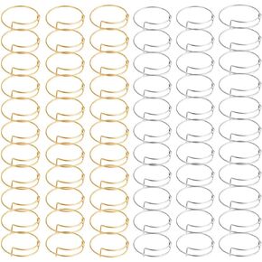 Minelife 70 Pcs Expandable Bangle Bracelet, Adjustable Wire Blank Bracelets for Women Jewelry DIY Making(Gold & Silver)