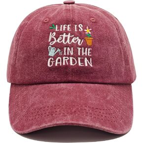 Gardening Gifts for Women, Gardening Hat, Adjustable Washed Cotton Embroidered Baseball Cap
