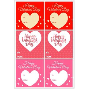 Valentines Stickers,Valentines Day to from Stickers,Valentines Day Gift Tag Labels 2 Inch Love Heart Stickers for Valentines Day,90 Pcs