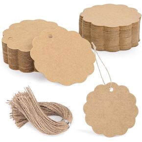 Sallyfashion 200pcs kraft paper tags with String ، Round Circle Gift Tard