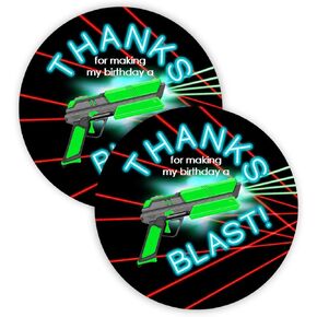 Laser Tag Brights Party Favor Stickers - 40 Favor Bag Stickers - Laser Tag Thank You Tag - Laser Tag Party Supplies - Laser Tag Party Decorations - Brights Stickers