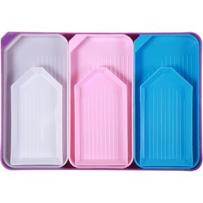 7pcs Rhinestone Tray,Different Size Diamond Art Tray,Plastic Diamond Art Trays for DIY Crafts Rhinestone Sorting Tray Diamond Paintings Correction Blue White Pink Purple