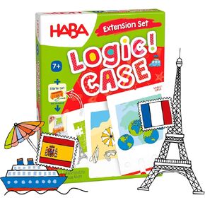 HABA Logic Case Extension Set: Vacation & Travel Ages 7+ Travel Games, Learning Toys, Flash Cards for Kids, Brain Teaser Puzzle Games