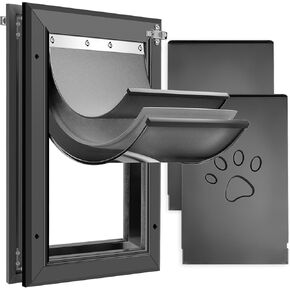 [Petoasis] Heavy Duty Aluminum Dog Door with Lock,3 Flap Insulated Dog Door with Installation Manual,Never Rust (Indestructible)