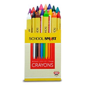 School Smart Triangular Crayons, Assorted Colors, Set of 16
