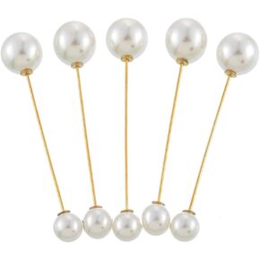Double Faux Pearl Brooch Pins Sweater Shawl Clip Dress Cardigan Collar Safety Pins