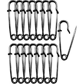 Black Safety Pins Large,55mm/2.17" Large Safety Pins Pack of 15Pcs Heavy Duty Big Safety Pins for Clothes Giant Safety Pins Available for Thick Fabric,Leather,Diapers Fixed Blankets,Shawl