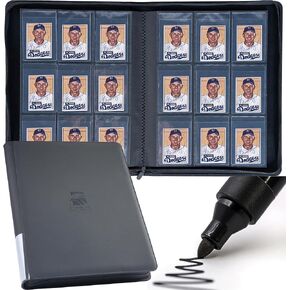 Semi Rigid Card Holder Binder, Premium Card Saver 1 Binder with Sleeves for Trading Cards & Sports Cards Storage - Holds 360 Semi Rigid Card Holders for Grading（Classic Black）