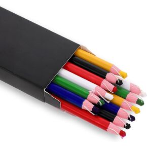 12 Pieces Sewing Fabric Tailors Chalk Crayons Pencils Marker Tracing Tools Tailor's Mark Accessories Sewing Mark Pencil Cutting Crayons for Leather Cut Marks Drawing Tailor Marks, 6 Colors