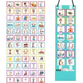 Visual Schedule for Kids with Autism, 60 Cards Daily Chore Routine Chart for Toddler, Autism Learning Materials, Kids Visual Behavior Schedule Planning Board Wall Planner for Home & School