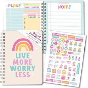 Boho Undated Daily Planner - Daily Planner Undated Planner Notebook, To Do List Notebook For Work Planner, Daily To Do List Planner, Daily Planners For Women, Day Planner, Hourly Planner Undated