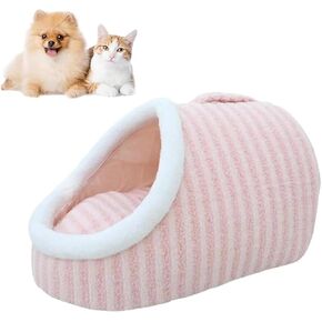 Cozy Hideaway Pet Bed, Cat Houses for Indoor Cats - Large Cat Cave Bed with Removable Support Foam and Washable 2-Side Mat, Covered Cat Bed for Cat Hideaway, 8.8lbs and Down (Pink)