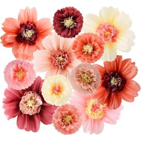 12 Pcs Tissue Paper Flowers, 10 & 20 Inch Floral Decorations- DIY Party Decor for Weddings, Birthdays, Bridal Showers - Handcrafted Wall & Centerpiece Flowers in Kuwait