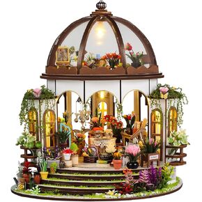 Miniature House Kit, DIY Miniature Doll House Kits with LED Light, Mini House Building Kit for Adults with Mini Plant Accessories, DIY Crafts Birthday Christmas Ideas Gifts for Adults
