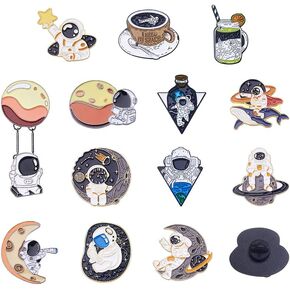 14Pcs Spaceman Adventure Enamel Pins Cute Brooch Pin Zinc Alloy Enamel Brooch Buttons for Backpack Clothing DIY Decoration