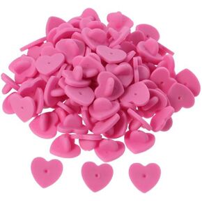 100pcs Pink Heart Shape Rubber Pin Backs Plastics Butterfly Shaped Clutch Backings Pin Backs for Badges Badges Pins
