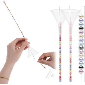 Dimeho Beading Funnel, 2PCS Beading Funnel for Clay Beads Beading Tools Kit for Clay Bead with Beading Needles Bracelet Making Kit Bead Bracelet Kit for Beading Supplies, Bracelet Necklaces Maker