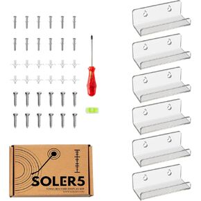 6 Pack Vinyl Record Shelf Wall Mount, Clear Acrylic Floating Shelves for Record Storage, Display Rack for Vinyl Records, Books, Magazines – Home & Office Use