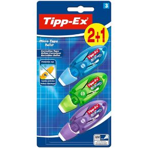 Tipp-Ex Micro Tape Twist - Assorted Colours (Value Pack of 2, Plus 1 Free)