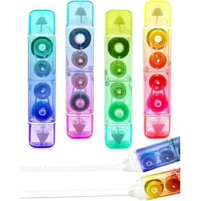 Benvo White Out Tape Correction Correction Dry و 2 Runner Tape Runner سهلة الاستخدام للاستخدام للتصحيحات الفورية مرة أخرى إلى مستلزمات مخططات المدرسة والمكاتب والخردة (لون التدرج)