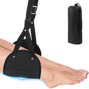 Airplane Foot Hammock, Airplane Footrest with Premium Memory Foam, Adjustable Length Airplane Foot Rest Relax for Plane Travel (Light Black)