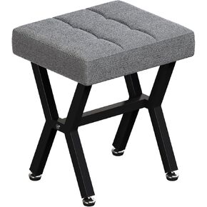 Modern Footstool Ottoman for Living Room & Bedroom, Small Rectangular Stool, Soft Cushion for Comfort, Versatile Storage Solution(Grey)