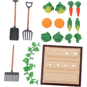 NUOBESTY 1 Set Mini Shovel Rake Farm Model Kit Vegetable Figurines Mini Model Miniature Vegetables Scene Model Out Door Decor Mini Dollhouse Decor Dollhouse Decorations Small Ornament Resin