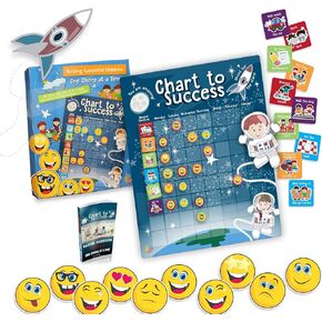 Chart to Success| Magnetic Dry Erase| Daily Routine Responsibility Chore Chart for Kids| 80 Emojis| 70 Tasks, Including Behavior and Self-Care| Fun Design for Both Boys and Girls| Raising a Star