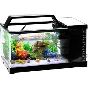 Fish Tank with Filter and Light - 1.2 Gallon Aquarium Starter Kit with Side Filter & Temperature Sticker, Suitable for 3-5 Small Fish Ideal for Beginners