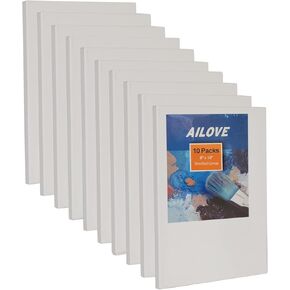 AILOVE Canvases for Painting 8x10Inch 10-Pack,100% Cotton Primed Painting Canvas Panels, Stretched Canvas Boards is for Professionals,Students & Kids, for Acrylic Paint, Oil, Watercolor, Gouache