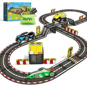 Magnetic Tiles Racing Track & Road Expansion Set with Car Toys, Magnetic Block Building Toys Games for Toddler Kids, STEM Montessori Toys for 3+ Year Old Boys & Girls, Car Lovers Must Haves