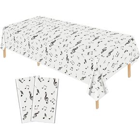 4 Pack Musical Notes Tablecloths 51 x 86 Inch Reusable Rectangular Music Tablecovers Musical Notes Theme Birthday Party Decoration for Music Party Decoration Supplies
