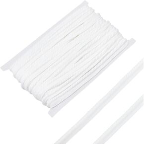 MAYJOYDIY 15 Yards White Twist Lip Cord Trim, 1/2 Inch Large Twist Rope Cord with Lip Polyester Edge Piping Trim Cord Rope Embellishment for Sewing Clothing Pillows Lamps Draperies