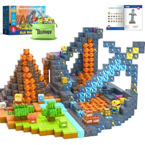 168PCS Dinosaur Toys Magnetic Blocks-Build Mine Magnet World Building Outdoor Sensory Toys for Kids 3-5, STEM Jurassic Kid Games for Toddler Gifts for Boys and Girls Ages 3 4 5 6 7 8