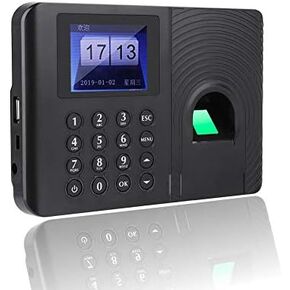 Sanpyl Biometric Fingerprint Attendance Machine Time Attendance Clock Employee Checking in Recorder Password/Fingerprint Access Control (US Plug)