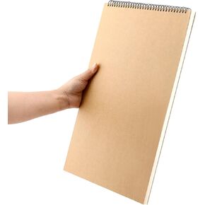 HOZEON 8 Pack A3 Spiral Sketchbook, 16.5 x 11.6 Inch Top Spiral Bound Pocket Sketchbooks , Spiral Bound Drawing Pad, Blank Kraft Cover Spiral Notebook Small Sketch Pad for Sketching, Drawing, Doodling, 30 Sheets/60 Pages
