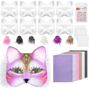 8 PCS DIY Therian Cat Mask مجموعة مع Mesh Eye Mesh Therian Cat Mask Farry Therian Mask for Halloween Masquerade