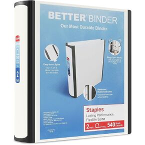 STAPLES Better Binder, 2-Inch, White