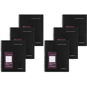 Cambridge Limited Notebook, 6 Pack Black Notebook, Legal Ruled, Professional Business Notebook, 80 Sheets, Spiral Wirebound Office Journal & Notebook For Quicknotes, Meeting for Women & Men, CAM10-402