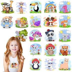 20 Sheets Animal Iron On Transfer, Heat Transfer Custom Iron ons Decals, Vinyl Transfer Animal Iron on Patches, for T-Shirt Clothing ackpacks Pillow Fabric Appliques Bag DIY Decoration (3.93 Inch)