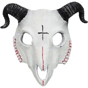 PURFUN Gothic Goat Head Skull Mask Ram Horns Animal Skull Costume Mask Demon Devil Evil Mask Cosplay Halloween Decor Prop