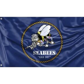 U.S. Navy SeaBees Flag | Unique Design Print | Made in EU (3x5 Ft / 90x150 cm)